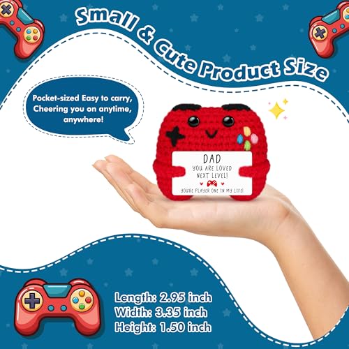 Handmade Crochet Game Controller Gift for Dad with 'Player One' Card - Busy Gaming Life