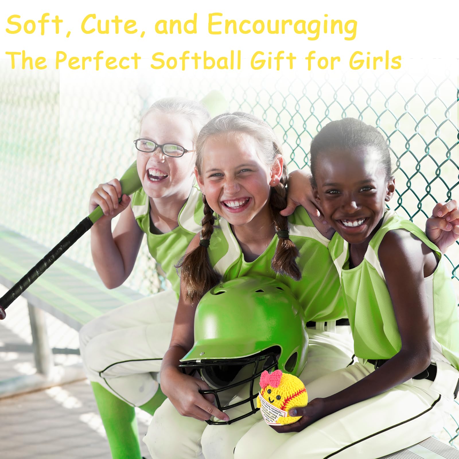 Handmade Crochet Softball Gift with Motivational Card – Rimvoe