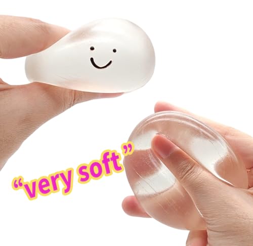 Handmade Crystal Ball Taba Squishy Toy - Clear Smile Stress Relief Fidget for Adults
