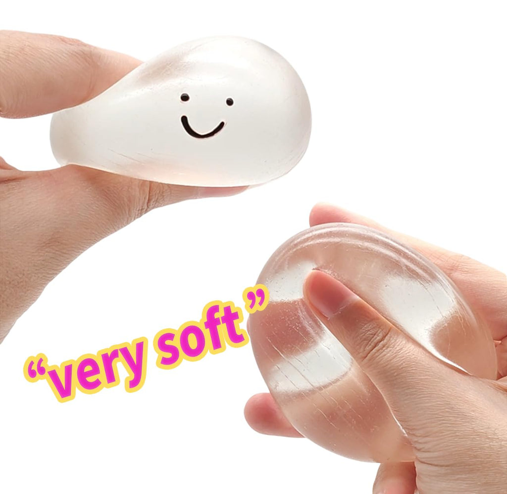 Handmade Crystal Ball Taba Squishy Toy - Clear Smile Stress Relief Fidget for Adults