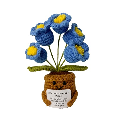 Handmade Lily of the Valley Crochet Flowers Plush - 6-Inch Soft Wool Yarn Desk Decor for Anxiety Relief, Unique Gift for Women Men Teachers