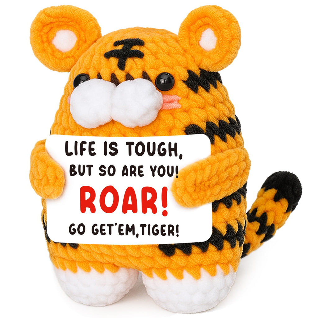 Handmade Mini Crochet Tiger Graduation Gift with Affirmation Card - FEFAMM