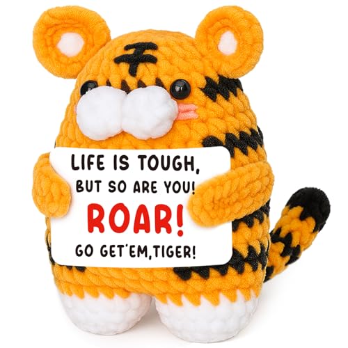 Handmade Mini Crochet Tiger Graduation Gift with Affirmation Card - FEFAMM