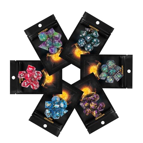 Handmade Resin Mystery Sharp Edge Dice Set – 7 Piece Polyhedral Set for D&D and RPG Games