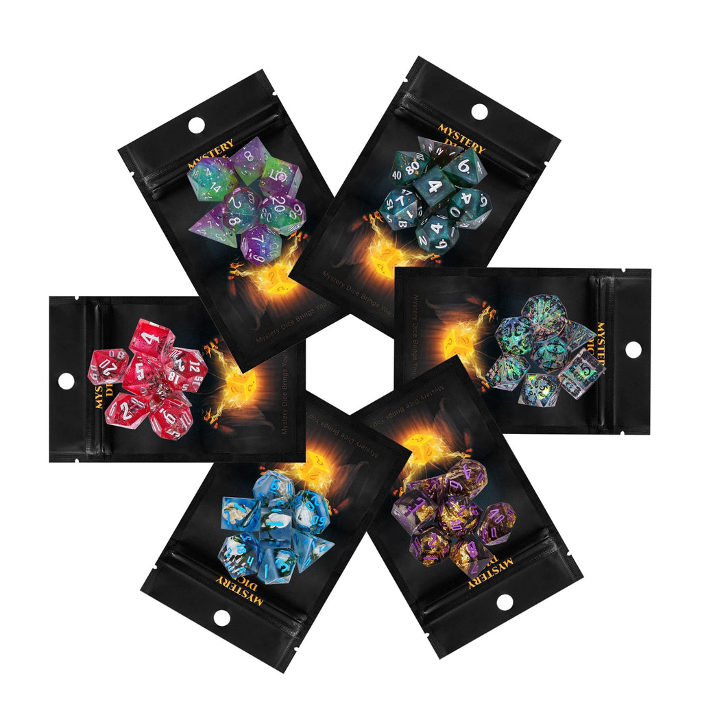 Handmade Resin Mystery Sharp Edge Dice Set – 7 Piece Polyhedral Set for D&D and RPG Games