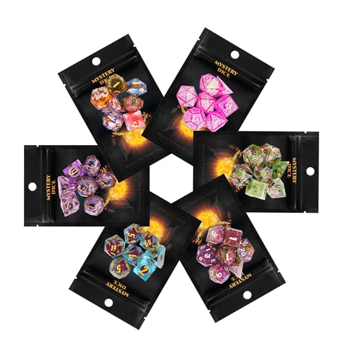 Handmade Resin Mystery Sharp Edge Dice Set – 7 Piece Polyhedral Set for D&D and RPG Games