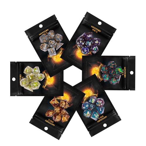 Handmade Resin Mystery Sharp Edge Dice Set – 7 Piece Polyhedral Set for D&D and RPG Games
