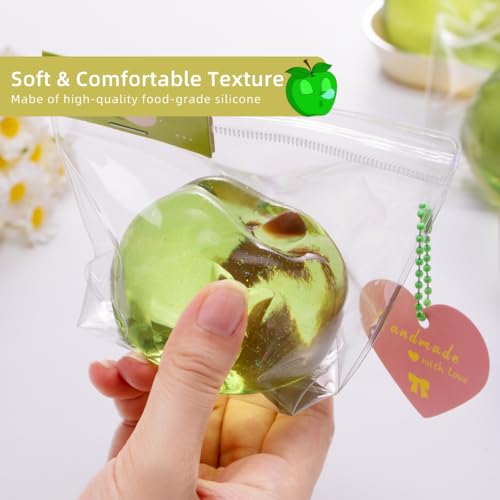 Handmade TABA Clear Apple Squishy – Jumbo Mochi Stress Relief Toy, Non-Toxic Silicone Fidget for Kids & Adults
