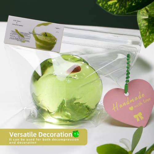 Handmade TABA Clear Apple Squishy – Jumbo Mochi Stress Relief Toy, Non-Toxic Silicone Fidget for Kids & Adults