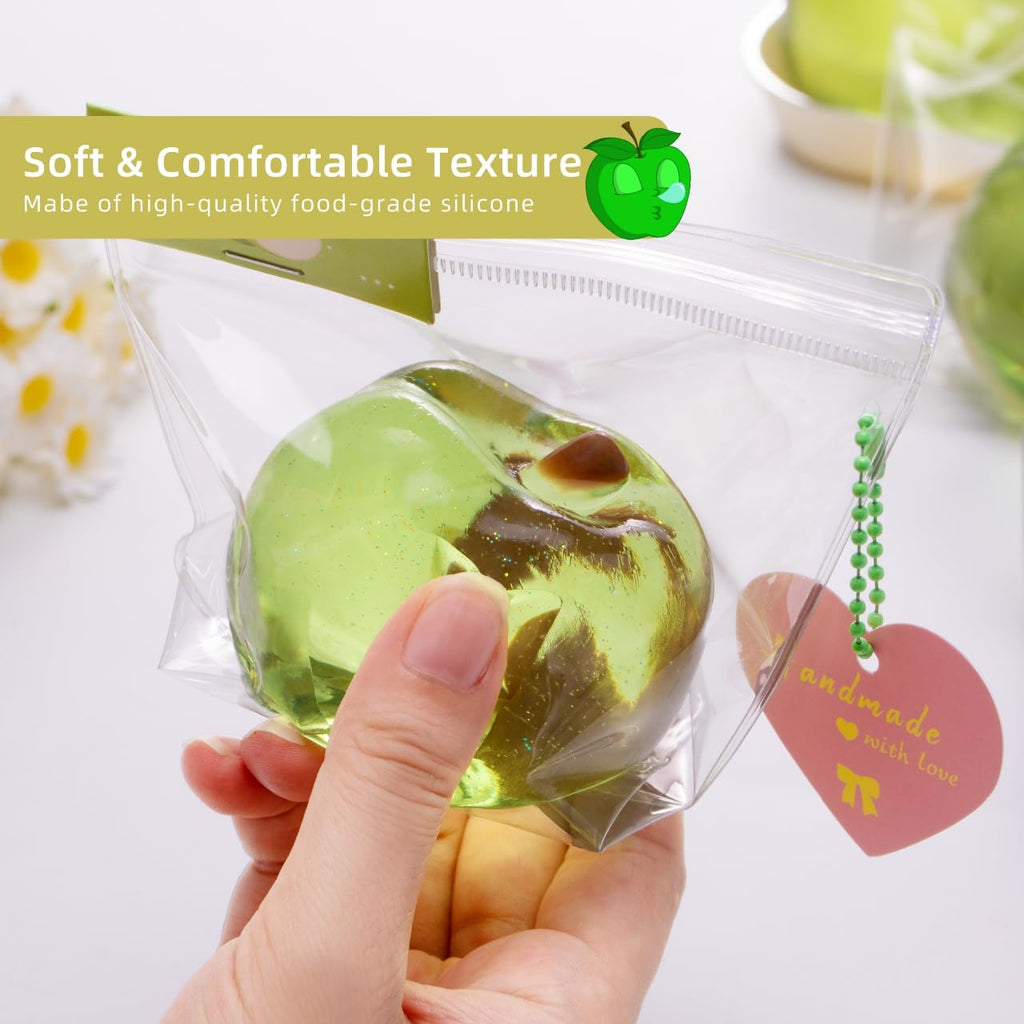 Handmade TABA Clear Apple Squishy – Jumbo Mochi Stress Relief Toy, Non-Toxic Silicone Fidget for Kids & Adults