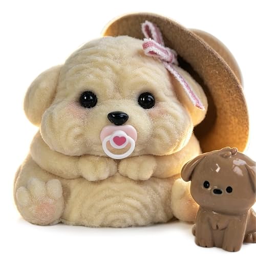 Handmade Taba Squishy Dog Toy – Realistic Silicone Mochi Fidget Pup for Stress Relief (Golden Puppy)