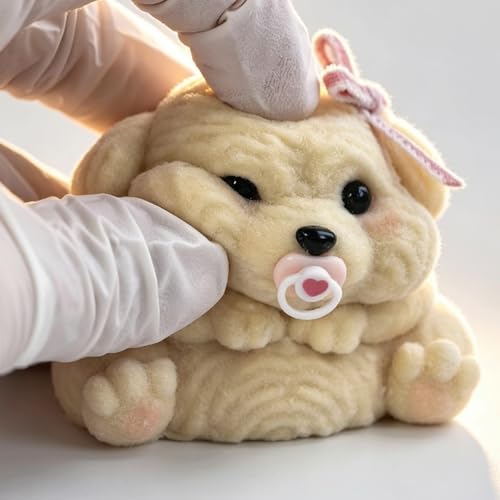 Handmade Taba Squishy Dog Toy – Realistic Silicone Mochi Fidget Pup for Stress Relief (Golden Puppy)