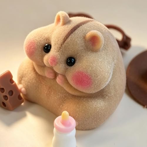 Handmade Taba Squishy Hamster Toy – Cute Brown Silicone Fidget Stress Relief Plushie for Kids & Adults