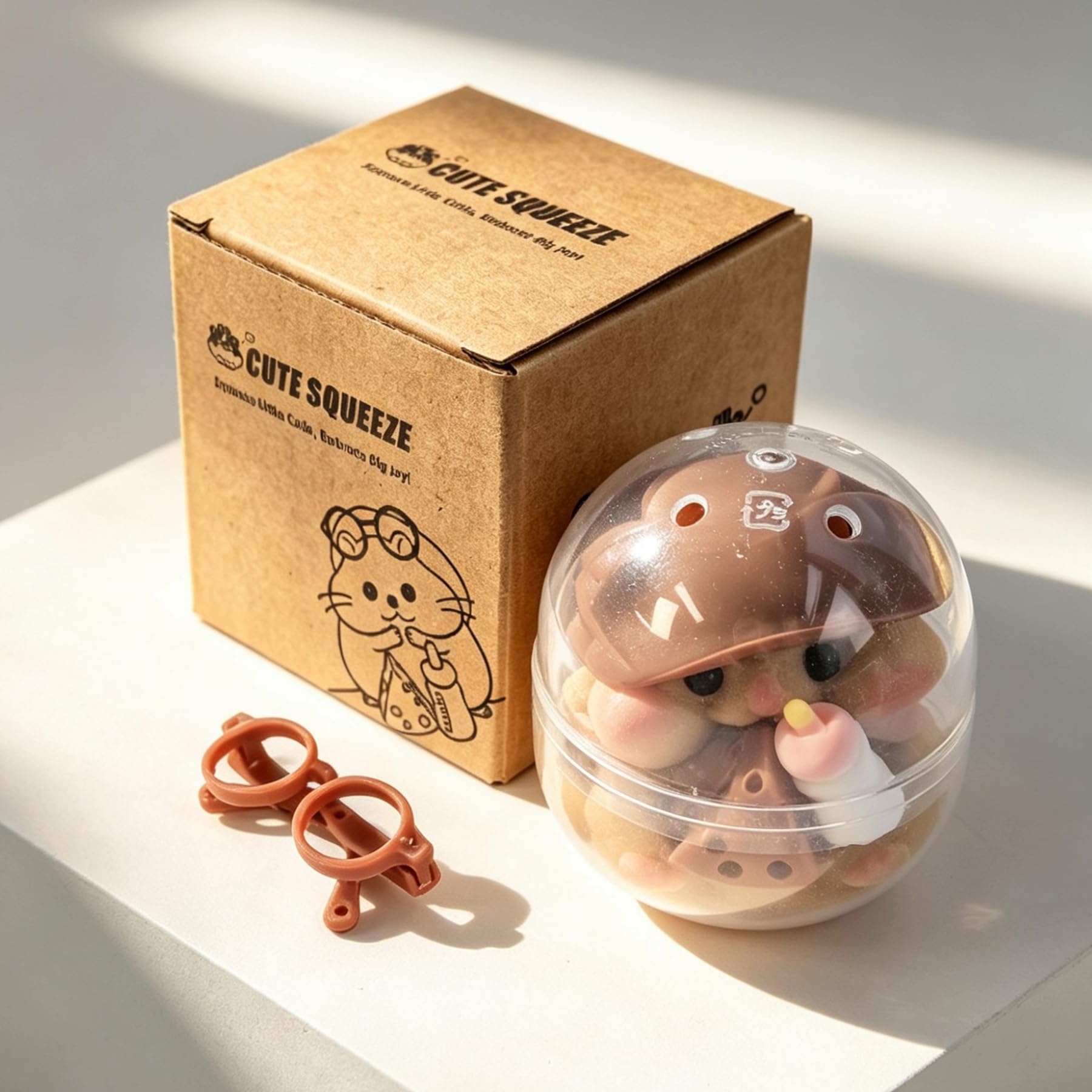 Handmade Taba Squishy Hamster Toy – Cute Brown Silicone Fidget Stress Relief Plushie for Kids & Adults