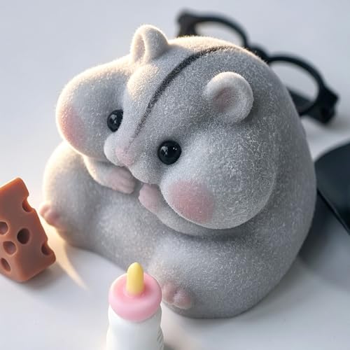 Handmade Taba Squishy Hamster Toy – Gray, Soft Silicone Mochi Furry Fidget for Stress Relief