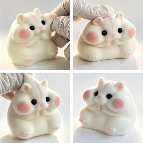 Handmade Taba Squishy Hamster Toy – Soft Silicone Fidget Stress Relief for Kids & Adults (White)
