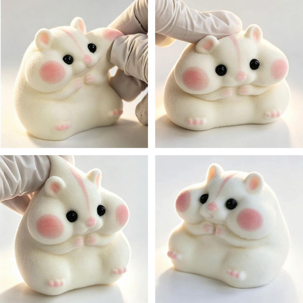 Handmade Taba Squishy Hamster Toy – Soft Silicone Fidget Stress Relief for Kids & Adults (White)