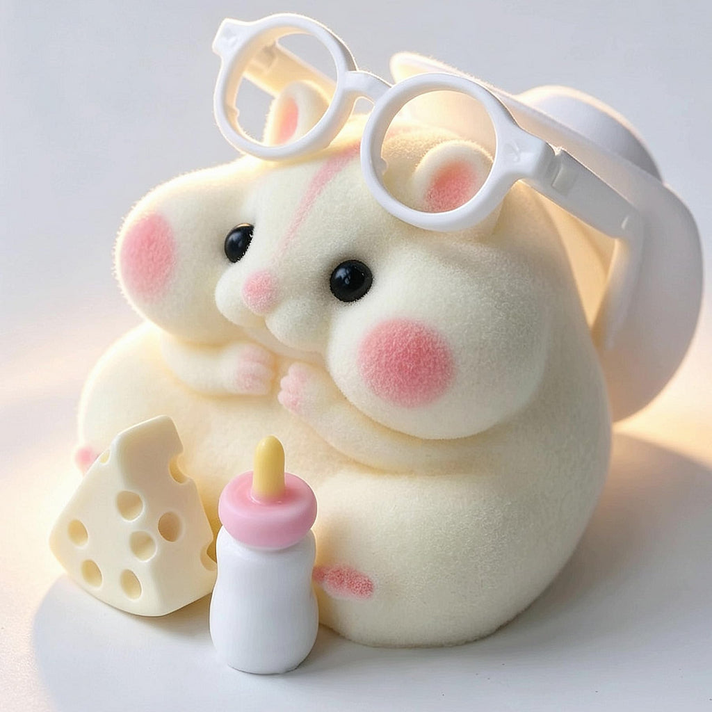 Handmade Taba Squishy Hamster Toy – Soft Silicone Fidget Stress Relief for Kids & Adults (White)
