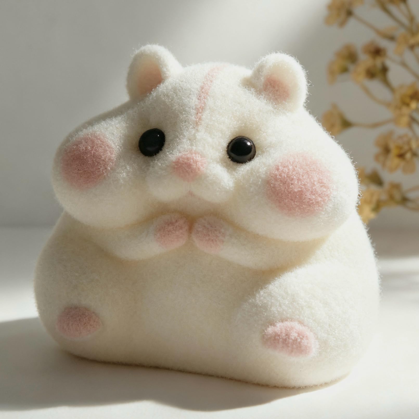 Handmade Taba Squishy Hamster Toy – Soft Silicone Fidget Stress Relief for Kids & Adults (White)
