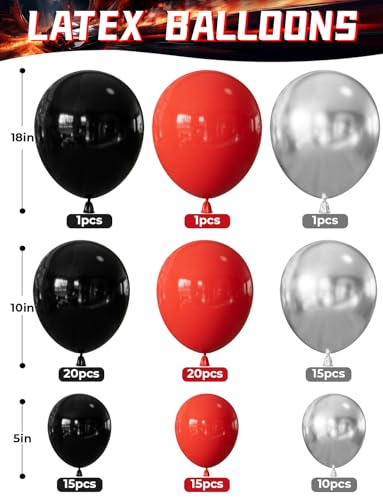 Haolongfa 103-Piece Race Car Balloon Arch Kit – Red, Black & Silver for Racing Birthday Party