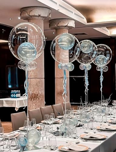 Haolongfa 24-Inch Clear Bubble Balloons (25-Pack) – TPU Stuffable Balloons for Helium or Air, DIY Party Decor for Birthdays, Weddings, Baby Showers