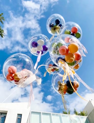 Haolongfa 24-Inch Clear Bubble Balloons (25-Pack) – TPU Stuffable Balloons for Helium or Air, DIY Party Decor for Birthdays, Weddings, Baby Showers