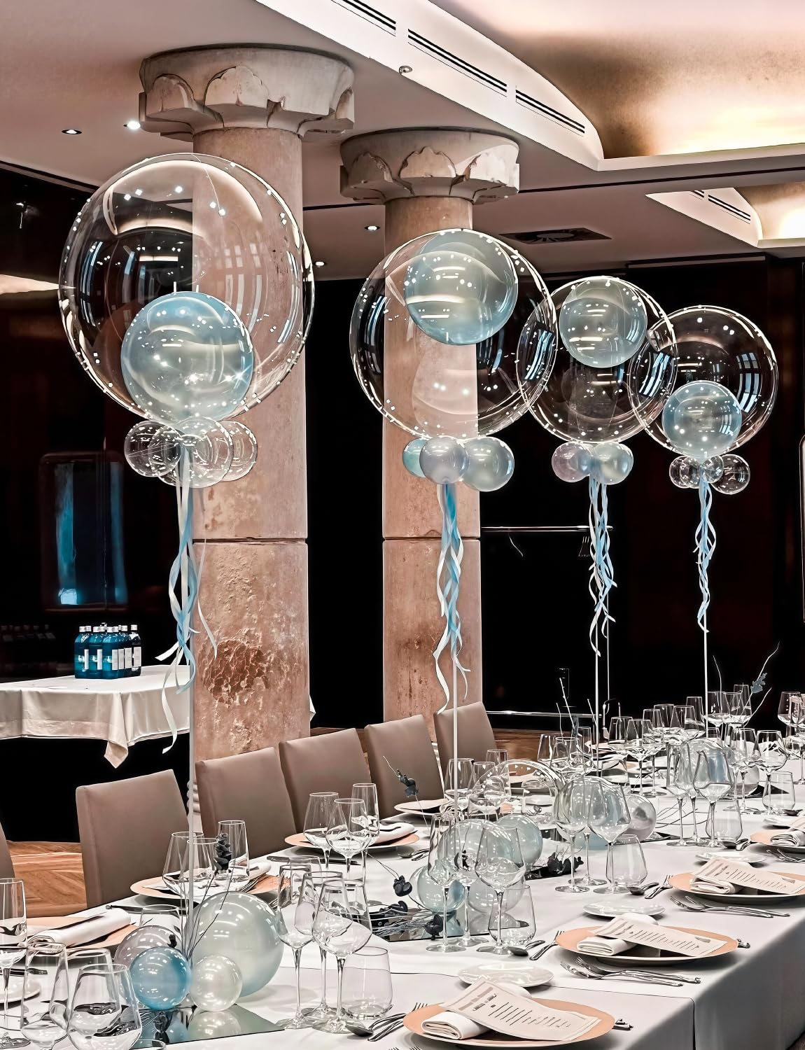 Haolongfa 24-Inch Clear Bubble Balloons (25-Pack) – TPU Stuffable Balloons for Helium or Air, DIY Party Decor for Birthdays, Weddings, Baby Showers