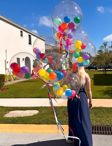 Haolongfa 36 Inch Clear Bobo Balloons – 12 Pack Transparent TPU Bubble Balloons for Stuffing, Helium Compatible, DIY Party Decor for Birthdays, Weddings, Baby Showers