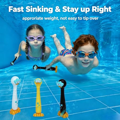 haomsj Duck Diving Sticks – 3-Pack Underwater Sinking Pool Toys for Kids Ages 4-12