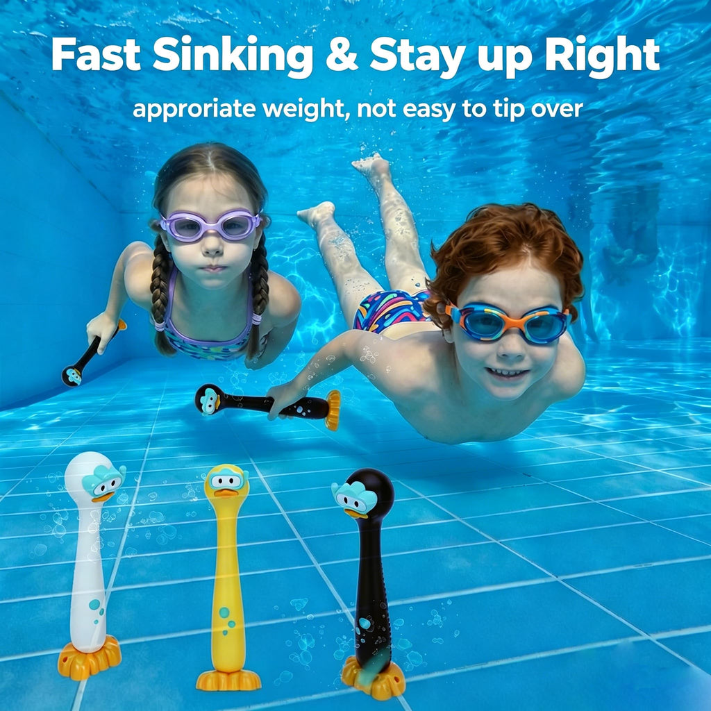 haomsj Duck Diving Sticks – 3-Pack Underwater Sinking Pool Toys for Kids Ages 4-12
