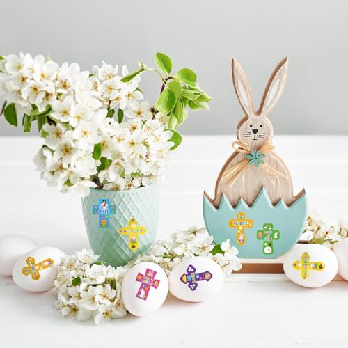 Haooryx 300Pcs Easter Cross Stickers - Self-Adhesive Paper, Repositionable, 6 Designs, for Crafts & Decor
