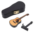 Haosie Miniature Wooden Guitar Model with Stand and Case - 3.95in Dollhouse Decor (10cm)