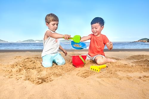 Hape Beach Basics Sand Toy Set – Bucket, Sifter, Rake, and Shovel for Toddlers 18M+