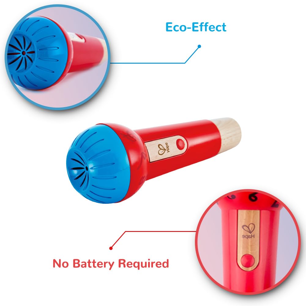 Hape Mighty Echo Microphone – Battery-Free Voice Amplifying Toy for Kids 1 Year & Up (Red)