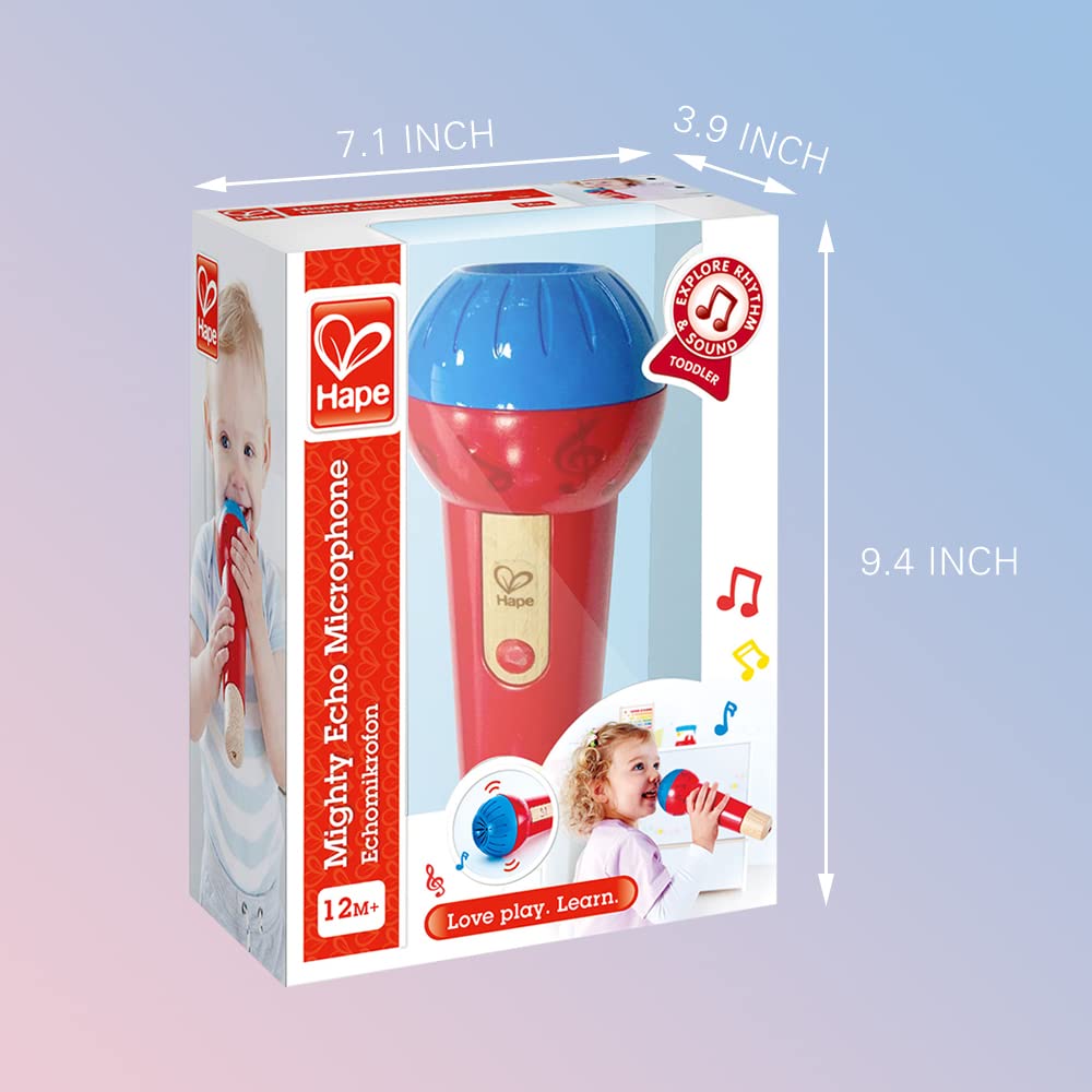 Hape Mighty Echo Microphone – Battery-Free Voice Amplifying Toy for Kids 1 Year & Up (Red)
