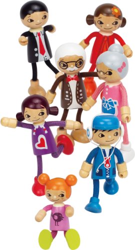 Hape Modern Family Wooden Son Doll – Poseable Blue Attire with FSC Maple Wood
