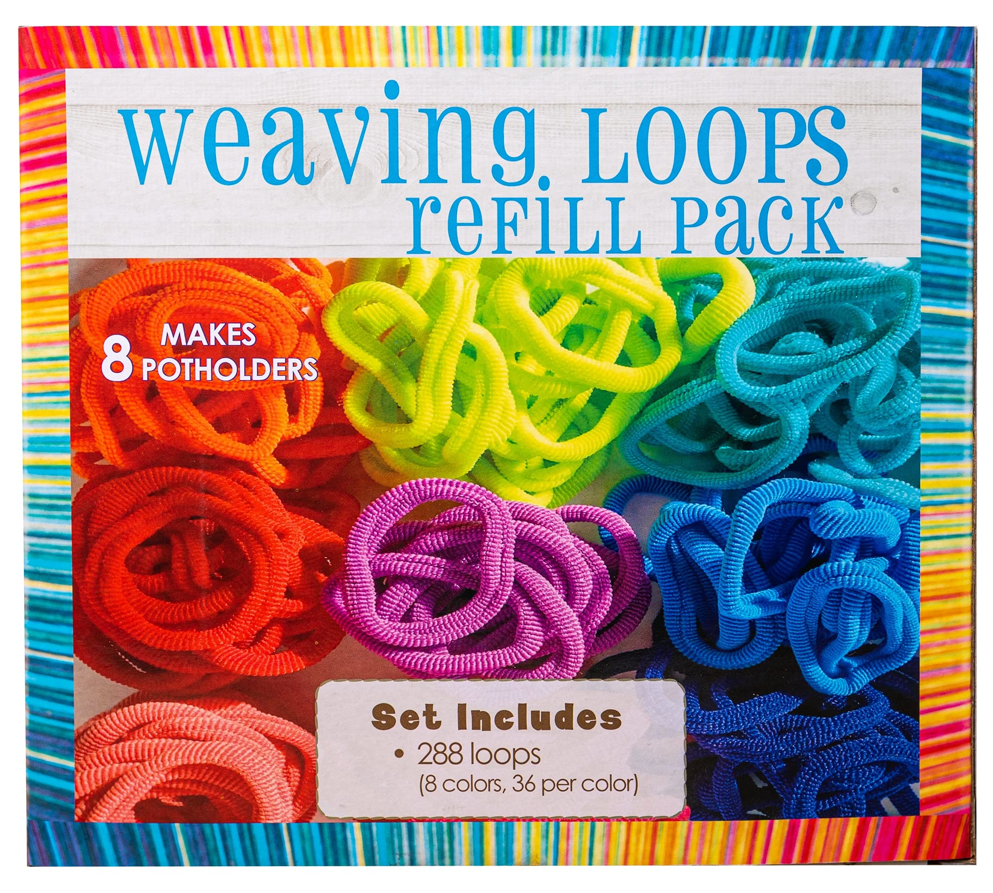 Hapinest Loom Refill Kit – 288 Nylon Loops for 8 Pot Holders, 8 Colors