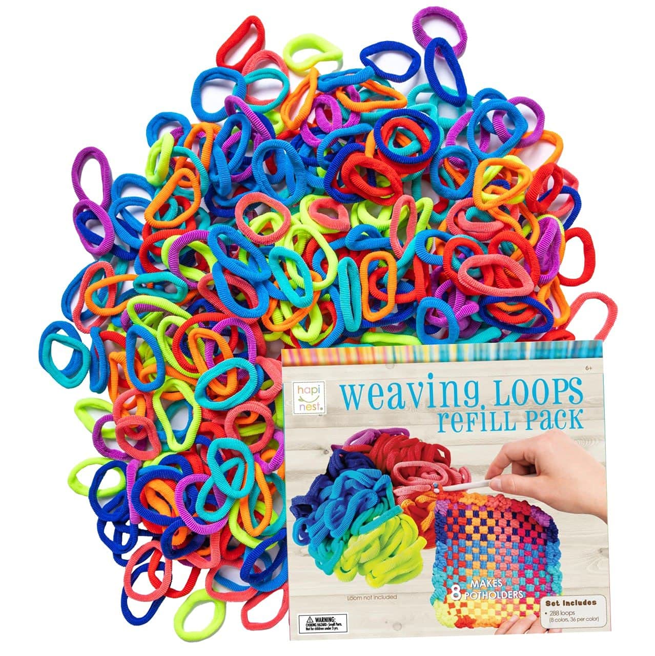 Hapinest Loom Refill Kit – 288 Nylon Loops for 8 Pot Holders, 8 Colors