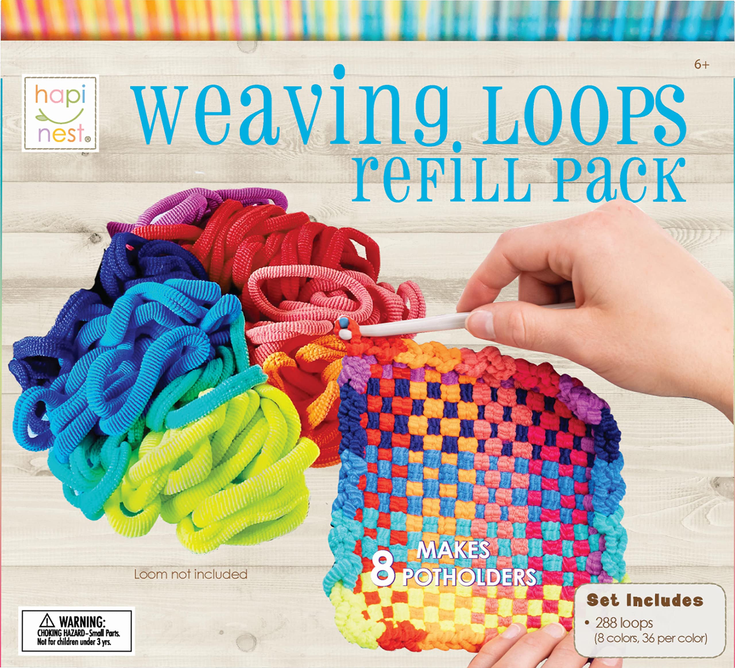 Hapinest Loom Refill Kit – 288 Nylon Loops for 8 Pot Holders, 8 Colors