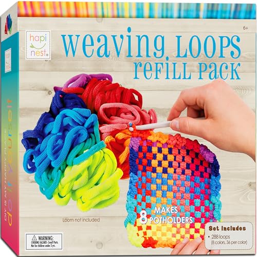Hapinest Loom Refill Kit – 288 Nylon Loops for 8 Pot Holders, 8 Colors