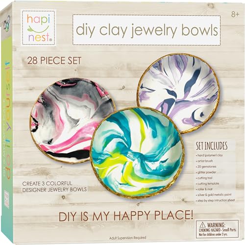 Hapinest Make Your Own Clay Jewelry Dish Craft Kit for Girls Ages 8-14