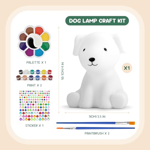 HAPMARS Paint Your Own Dog Lamp Kit – DIY Art Craft for Kids Ages 4-12+
