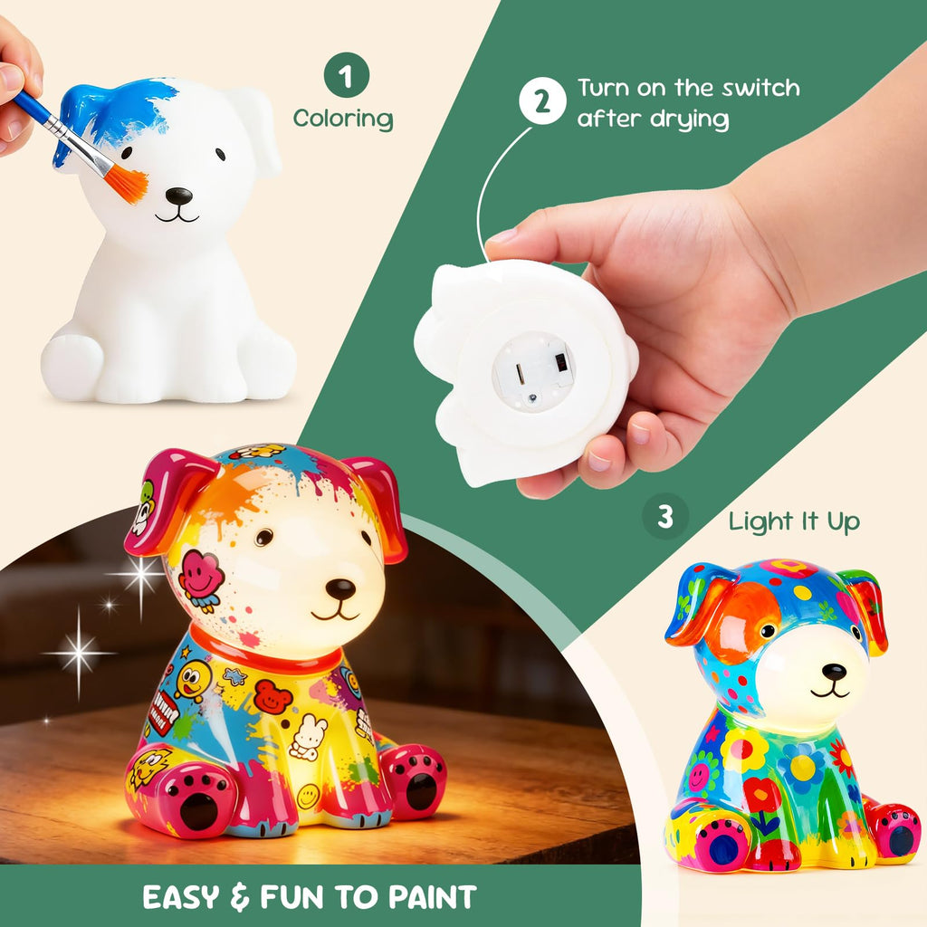 HAPMARS Paint Your Own Dog Lamp Kit – DIY Art Craft for Kids Ages 4-12+