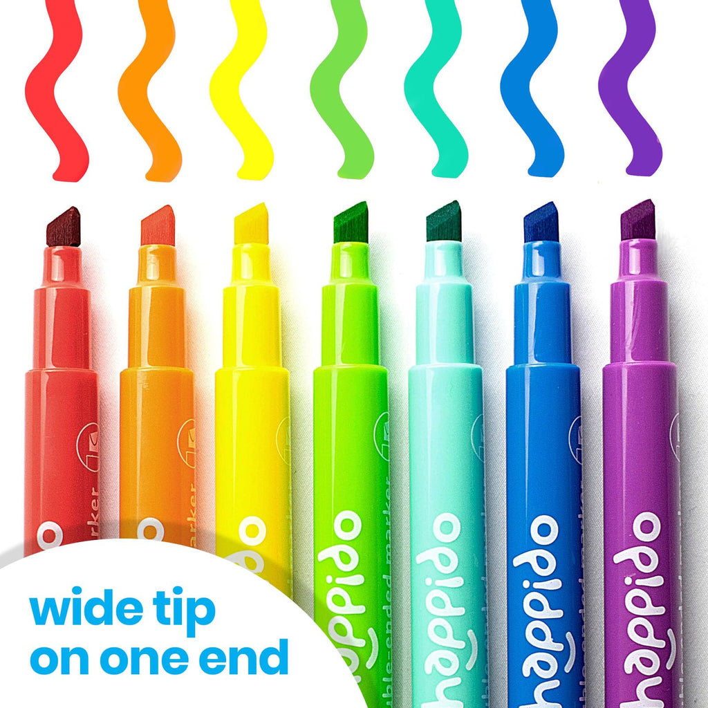 Happido 24 Double Sided Markers Set – Chisel & Point Tips, Non-Toxic, with Travel Case for Kids & Adults