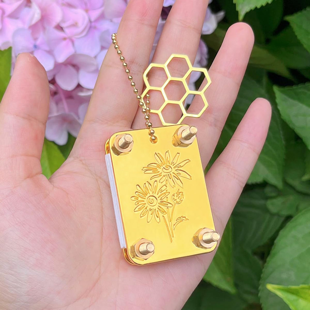 Happinit Micro Flower Press Kit - Miniature Gold Metal Pocket Flower Press for Dried Flower Crafts