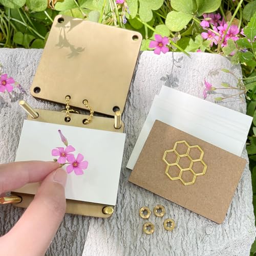 Happinit Mini Flower Press Kit – Gold Pocket-Sized Press for Drying Petals and Leaves (Micro Flower Pressing)