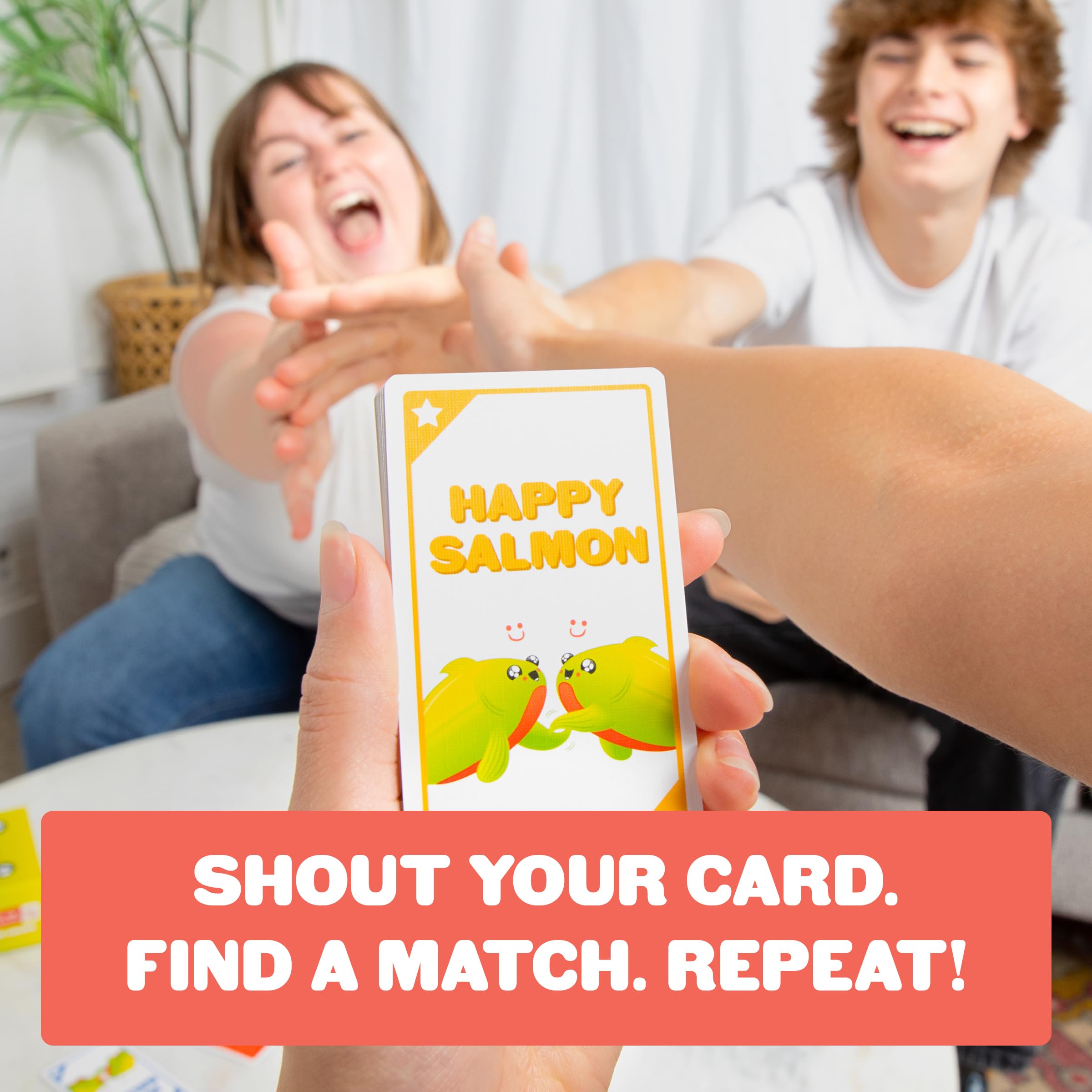Happy Salmon Card Game – Fast-Paced Party Game for 3-8 Players, Ages 6+