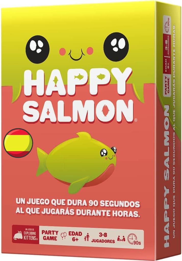 Happy Salmon de Exploding Kittens: Juego de cartas party rápido para 3-8 jugadores
