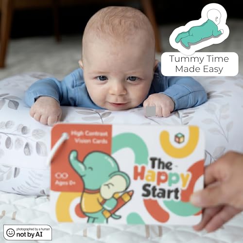 Happy Start High Contrast Baby Cards – Black & White Flashcards for Newborns, Water-Resistant, BPA-Free, Bilingual, Award-Winning