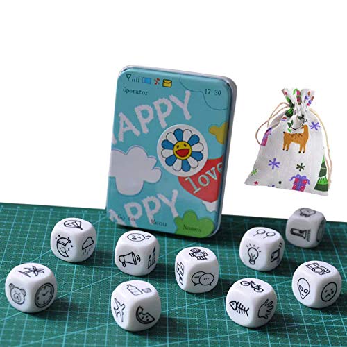Happy Story 9 Cubes Bundle – Storytelling Dice Game with Iron Box Storage for Kids & Adults